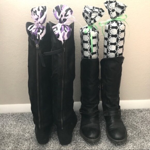 Handmade Fabric Boot Shapers Vintage Tie Dye Cartoon Patchwork Trees Inserts OS - Picture 12 of 12